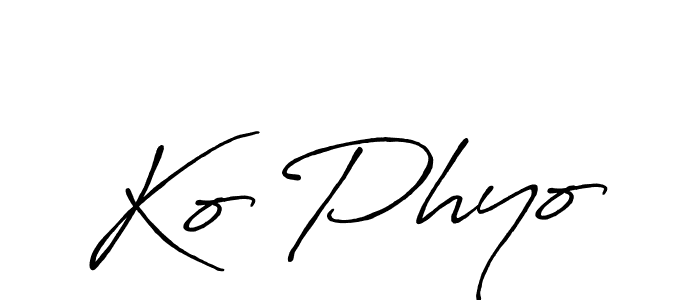 How to make Ko Phyo signature? Antro_Vectra_Bolder is a professional autograph style. Create handwritten signature for Ko Phyo name. Ko Phyo signature style 7 images and pictures png