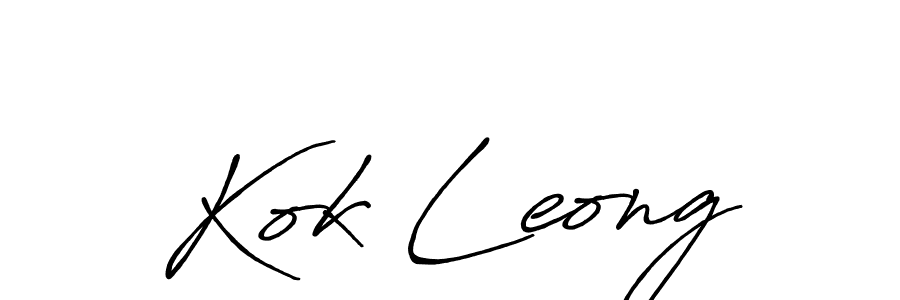 if you are searching for the best signature style for your name Kok Leong. so please give up your signature search. here we have designed multiple signature styles  using Antro_Vectra_Bolder. Kok Leong signature style 7 images and pictures png