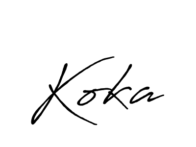 Design your own signature with our free online signature maker. With this signature software, you can create a handwritten (Antro_Vectra_Bolder) signature for name Koka. Koka signature style 7 images and pictures png