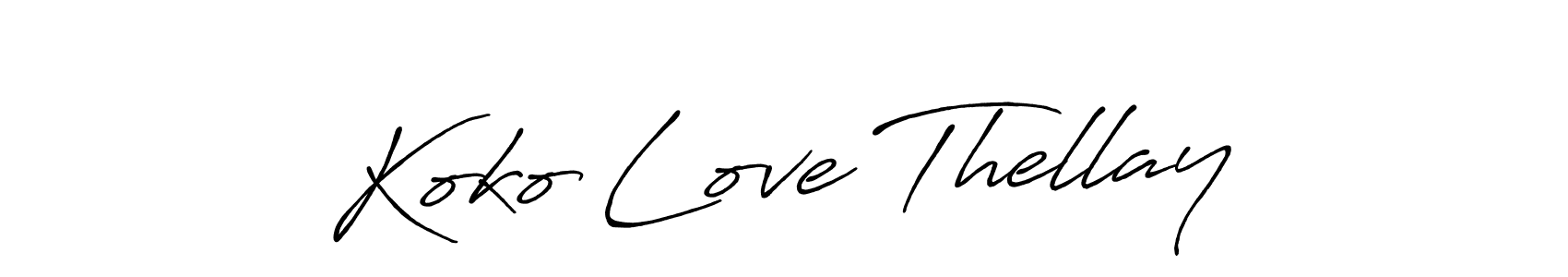 Create a beautiful signature design for name Koko Love Thellay. With this signature (Antro_Vectra_Bolder) fonts, you can make a handwritten signature for free. Koko Love Thellay signature style 7 images and pictures png