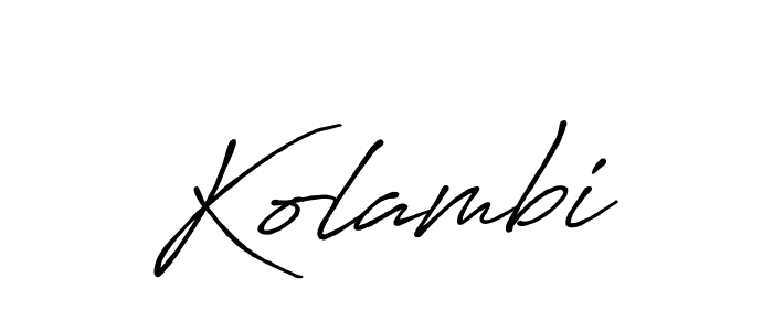 Make a beautiful signature design for name Kolambi. With this signature (Antro_Vectra_Bolder) style, you can create a handwritten signature for free. Kolambi signature style 7 images and pictures png