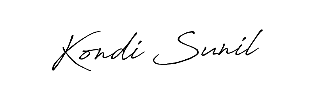 Design your own signature with our free online signature maker. With this signature software, you can create a handwritten (Antro_Vectra_Bolder) signature for name Kondi Sunil. Kondi Sunil signature style 7 images and pictures png