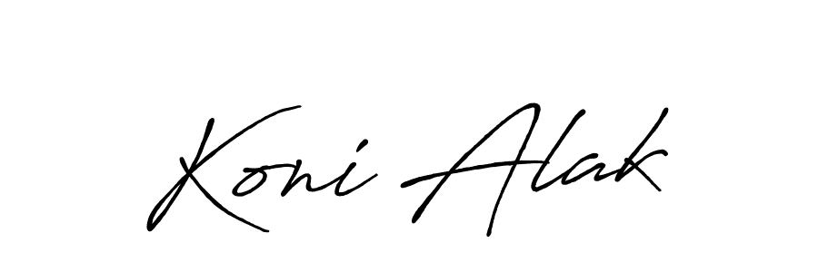 Create a beautiful signature design for name Koni Alak. With this signature (Antro_Vectra_Bolder) fonts, you can make a handwritten signature for free. Koni Alak signature style 7 images and pictures png