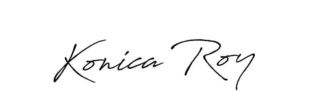 How to make Konica Roy name signature. Use Antro_Vectra_Bolder style for creating short signs online. This is the latest handwritten sign. Konica Roy signature style 7 images and pictures png