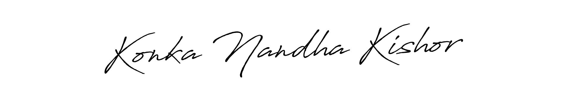 You should practise on your own different ways (Antro_Vectra_Bolder) to write your name (Konka Nandha Kishor) in signature. don't let someone else do it for you. Konka Nandha Kishor signature style 7 images and pictures png