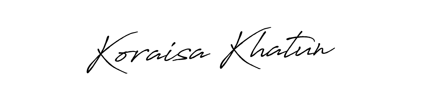 How to make Koraisa Khatun name signature. Use Antro_Vectra_Bolder style for creating short signs online. This is the latest handwritten sign. Koraisa Khatun signature style 7 images and pictures png