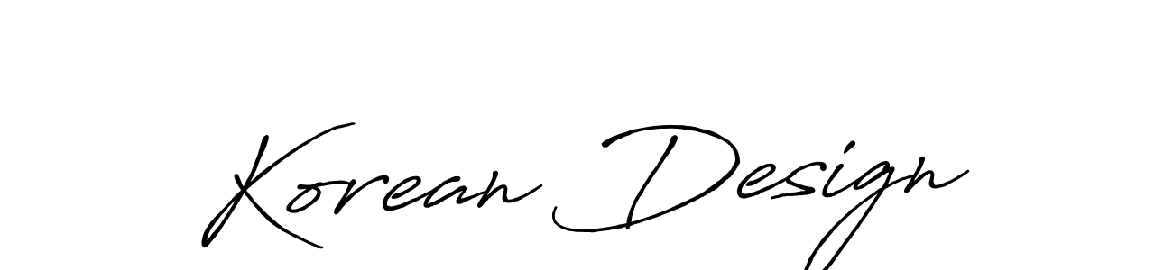 The best way (Antro_Vectra_Bolder) to make a short signature is to pick only two or three words in your name. The name Korean Design include a total of six letters. For converting this name. Korean Design signature style 7 images and pictures png