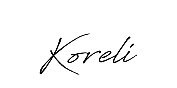 Make a beautiful signature design for name Koreli. With this signature (Antro_Vectra_Bolder) style, you can create a handwritten signature for free. Koreli signature style 7 images and pictures png