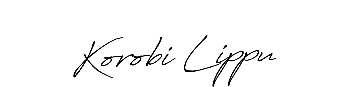 The best way (Antro_Vectra_Bolder) to make a short signature is to pick only two or three words in your name. The name Korobi Lippu include a total of six letters. For converting this name. Korobi Lippu signature style 7 images and pictures png