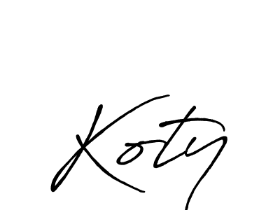 How to make Koty name signature. Use Antro_Vectra_Bolder style for creating short signs online. This is the latest handwritten sign. Koty signature style 7 images and pictures png