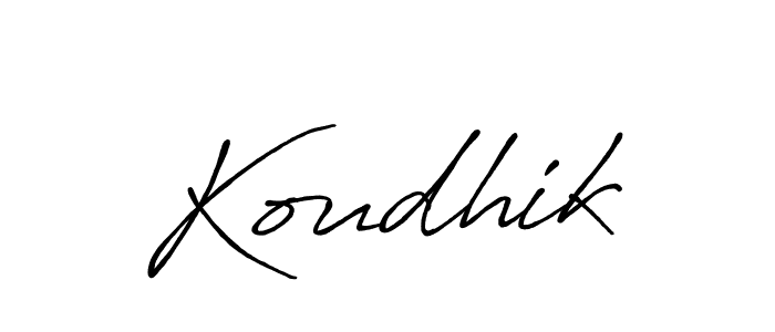 Make a beautiful signature design for name Koudhik. With this signature (Antro_Vectra_Bolder) style, you can create a handwritten signature for free. Koudhik signature style 7 images and pictures png