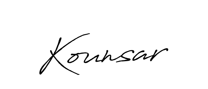 You should practise on your own different ways (Antro_Vectra_Bolder) to write your name (Kounsar) in signature. don't let someone else do it for you. Kounsar signature style 7 images and pictures png