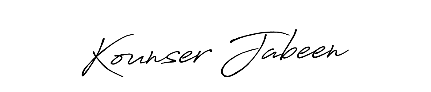 This is the best signature style for the Kounser Jabeen name. Also you like these signature font (Antro_Vectra_Bolder). Mix name signature. Kounser Jabeen signature style 7 images and pictures png