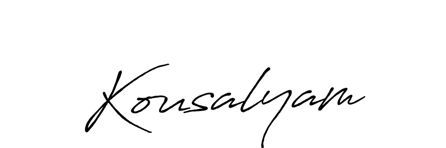 Create a beautiful signature design for name Kousalyam. With this signature (Antro_Vectra_Bolder) fonts, you can make a handwritten signature for free. Kousalyam signature style 7 images and pictures png