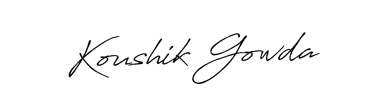 Create a beautiful signature design for name Koushik Gowda. With this signature (Antro_Vectra_Bolder) fonts, you can make a handwritten signature for free. Koushik Gowda signature style 7 images and pictures png