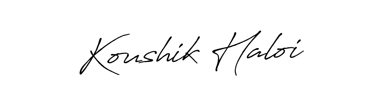 Create a beautiful signature design for name Koushik Haloi. With this signature (Antro_Vectra_Bolder) fonts, you can make a handwritten signature for free. Koushik Haloi signature style 7 images and pictures png