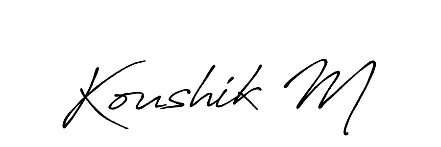 This is the best signature style for the Koushik M name. Also you like these signature font (Antro_Vectra_Bolder). Mix name signature. Koushik M signature style 7 images and pictures png
