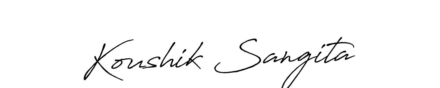 Create a beautiful signature design for name Koushik Sangita. With this signature (Antro_Vectra_Bolder) fonts, you can make a handwritten signature for free. Koushik Sangita signature style 7 images and pictures png