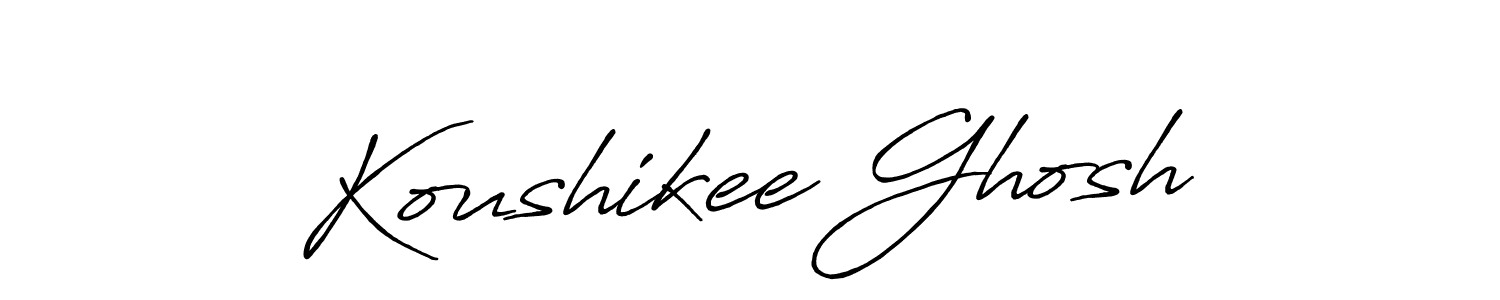 The best way (Antro_Vectra_Bolder) to make a short signature is to pick only two or three words in your name. The name Koushikee Ghosh include a total of six letters. For converting this name. Koushikee Ghosh signature style 7 images and pictures png