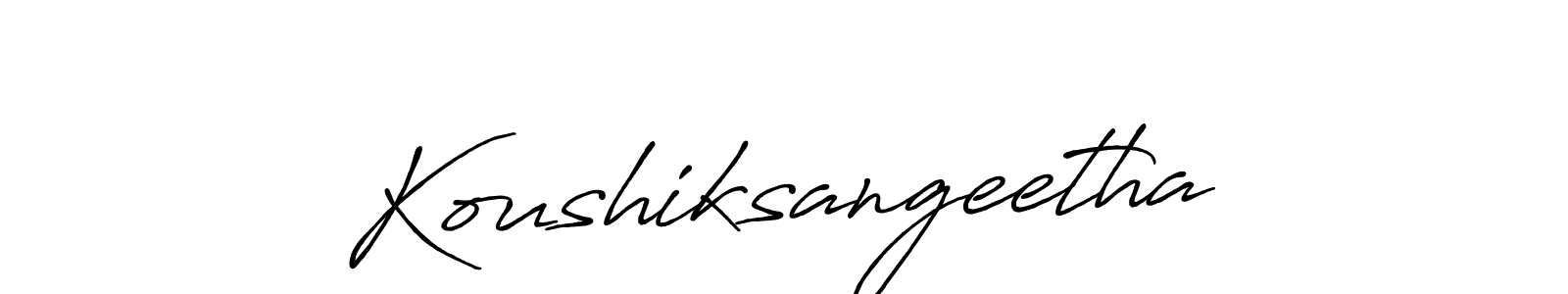 How to make Koushiksangeetha signature? Antro_Vectra_Bolder is a professional autograph style. Create handwritten signature for Koushiksangeetha name. Koushiksangeetha signature style 7 images and pictures png