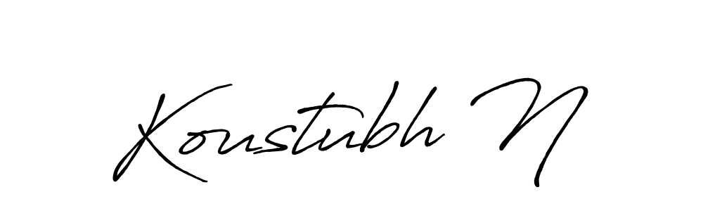 How to make Koustubh N name signature. Use Antro_Vectra_Bolder style for creating short signs online. This is the latest handwritten sign. Koustubh N signature style 7 images and pictures png