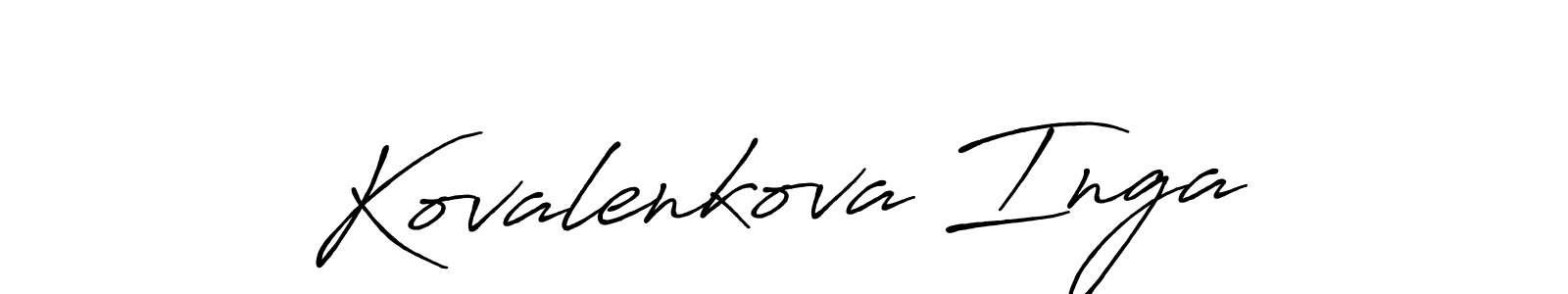 Antro_Vectra_Bolder is a professional signature style that is perfect for those who want to add a touch of class to their signature. It is also a great choice for those who want to make their signature more unique. Get Kovalenkova Inga name to fancy signature for free. Kovalenkova Inga signature style 7 images and pictures png