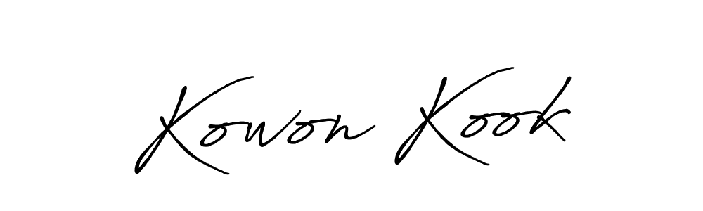 How to make Kowon Kook name signature. Use Antro_Vectra_Bolder style for creating short signs online. This is the latest handwritten sign. Kowon Kook signature style 7 images and pictures png