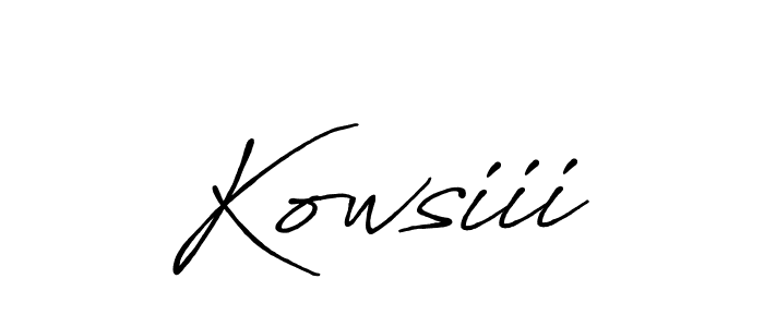 Use a signature maker to create a handwritten signature online. With this signature software, you can design (Antro_Vectra_Bolder) your own signature for name Kowsiii. Kowsiii signature style 7 images and pictures png