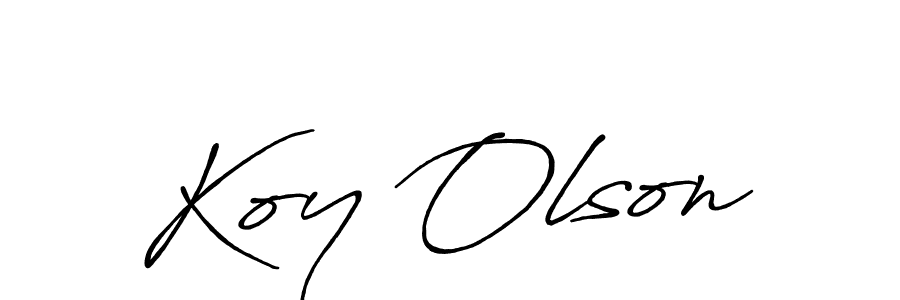 Similarly Antro_Vectra_Bolder is the best handwritten signature design. Signature creator online .You can use it as an online autograph creator for name Koy Olson. Koy Olson signature style 7 images and pictures png