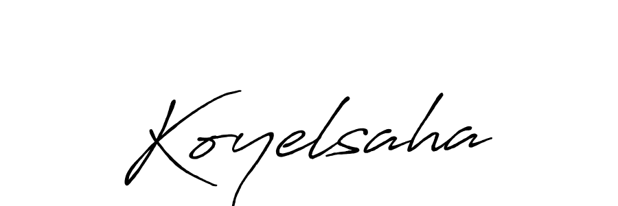 Make a beautiful signature design for name Koyelsaha. With this signature (Antro_Vectra_Bolder) style, you can create a handwritten signature for free. Koyelsaha signature style 7 images and pictures png