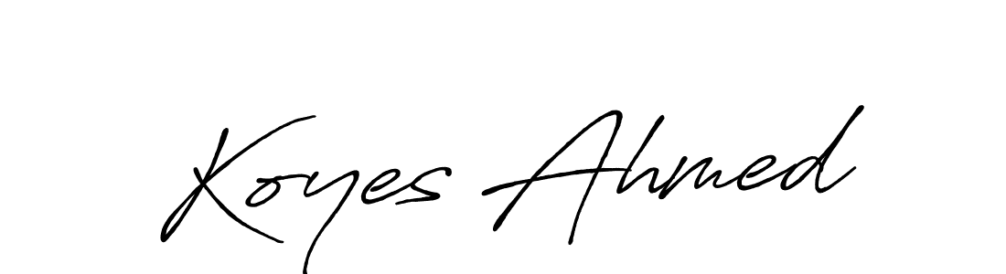 Create a beautiful signature design for name Koyes Ahmed. With this signature (Antro_Vectra_Bolder) fonts, you can make a handwritten signature for free. Koyes Ahmed signature style 7 images and pictures png
