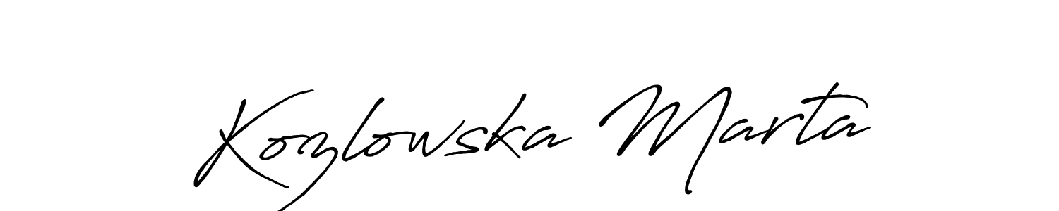 You should practise on your own different ways (Antro_Vectra_Bolder) to write your name (Kozlowska Marta) in signature. don't let someone else do it for you. Kozlowska Marta signature style 7 images and pictures png