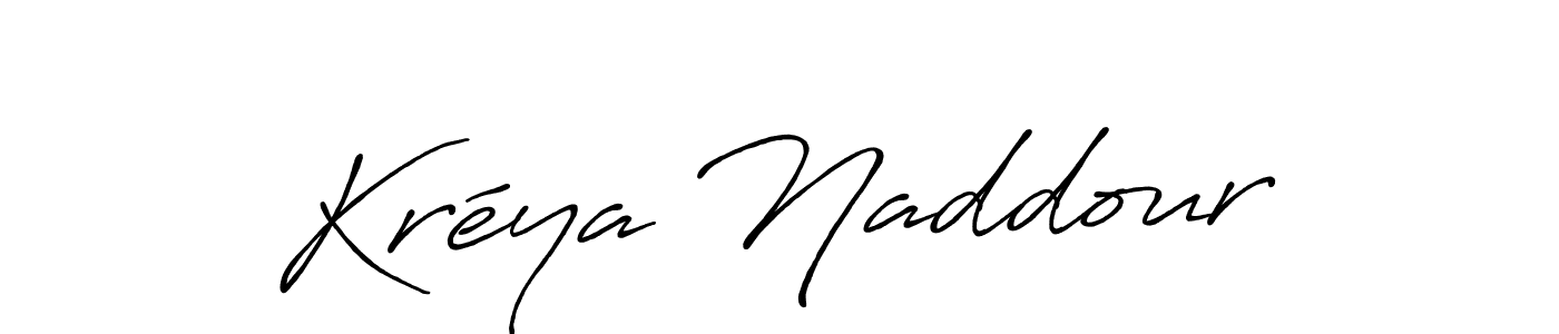 How to make Kréya Naddour name signature. Use Antro_Vectra_Bolder style for creating short signs online. This is the latest handwritten sign. Kréya Naddour signature style 7 images and pictures png