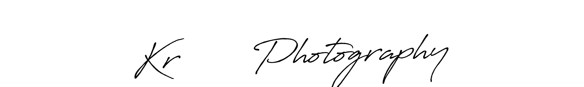 The best way (Antro_Vectra_Bolder) to make a short signature is to pick only two or three words in your name. The name Kr       Photography include a total of six letters. For converting this name. Kr       Photography signature style 7 images and pictures png