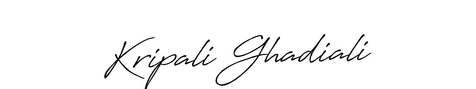 Make a beautiful signature design for name Kripali Ghadiali. With this signature (Antro_Vectra_Bolder) style, you can create a handwritten signature for free. Kripali Ghadiali signature style 7 images and pictures png