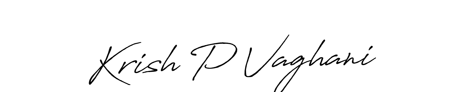 Create a beautiful signature design for name Krish P Vaghani. With this signature (Antro_Vectra_Bolder) fonts, you can make a handwritten signature for free. Krish P Vaghani signature style 7 images and pictures png