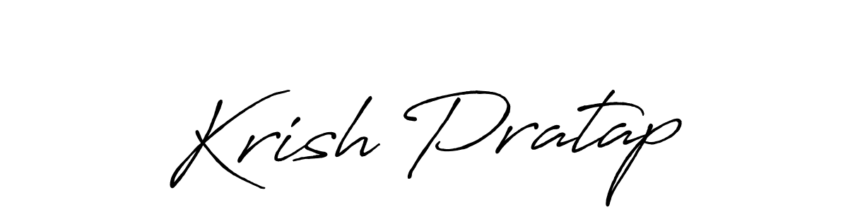 How to make Krish Pratap name signature. Use Antro_Vectra_Bolder style for creating short signs online. This is the latest handwritten sign. Krish Pratap signature style 7 images and pictures png