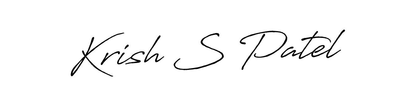 How to make Krish S Patel name signature. Use Antro_Vectra_Bolder style for creating short signs online. This is the latest handwritten sign. Krish S Patel signature style 7 images and pictures png
