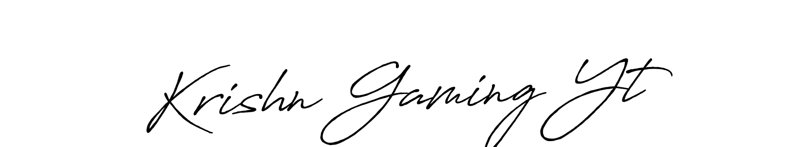 Make a beautiful signature design for name Krishn Gaming Yt. With this signature (Antro_Vectra_Bolder) style, you can create a handwritten signature for free. Krishn Gaming Yt signature style 7 images and pictures png