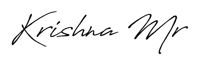 A sleek calligraphic signature for name Krishna Mr utilizing Antro_Vectra_Bolder styling. Great for adding personal signatures to photos and art. Krishna Mr signature style 7 images and pictures png