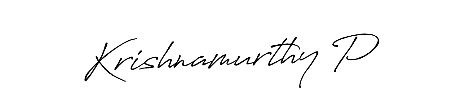 Make a beautiful signature design for name Krishnamurthy P. With this signature (Antro_Vectra_Bolder) style, you can create a handwritten signature for free. Krishnamurthy P signature style 7 images and pictures png