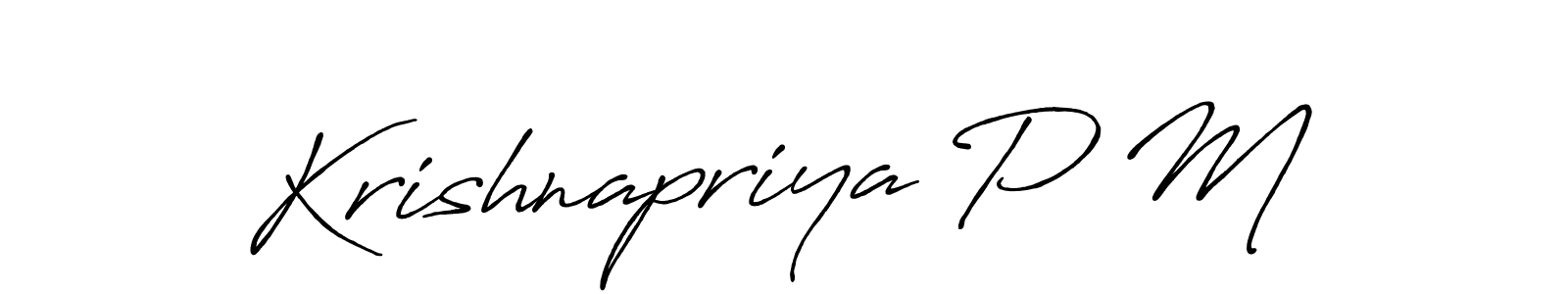 Similarly Antro_Vectra_Bolder is the best handwritten signature design. Signature creator online .You can use it as an online autograph creator for name Krishnapriya P M. Krishnapriya P M signature style 7 images and pictures png