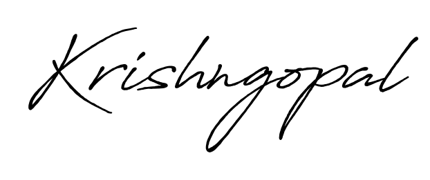 A timeless handwritten aesthetic for Krishngopal. The Antro_Vectra_Bolder font gives your signature a handcrafted feel with natural curves. Krishngopal signature style 7 images and pictures png