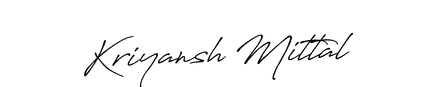 The best way (Antro_Vectra_Bolder) to make a short signature is to pick only two or three words in your name. The name Kriyansh Mittal include a total of six letters. For converting this name. Kriyansh Mittal signature style 7 images and pictures png