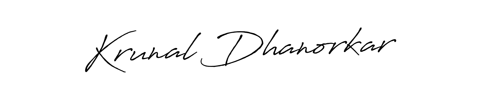 Use a signature maker to create a handwritten signature online. With this signature software, you can design (Antro_Vectra_Bolder) your own signature for name Krunal Dhanorkar. Krunal Dhanorkar signature style 7 images and pictures png