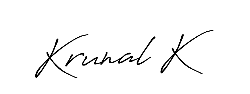 Make a beautiful signature design for name Krunal K. With this signature (Antro_Vectra_Bolder) style, you can create a handwritten signature for free. Krunal K signature style 7 images and pictures png