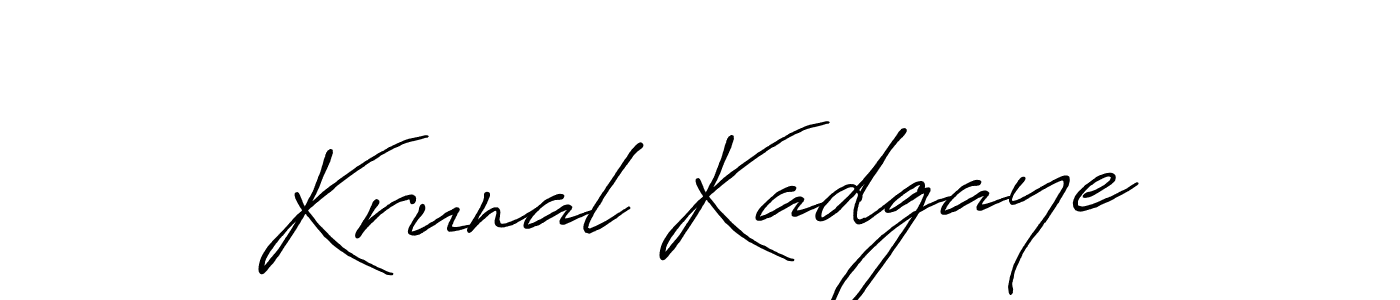 How to make Krunal Kadgaye name signature. Use Antro_Vectra_Bolder style for creating short signs online. This is the latest handwritten sign. Krunal Kadgaye signature style 7 images and pictures png