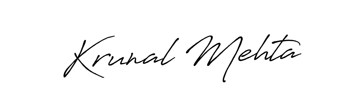Create a beautiful signature design for name Krunal Mehta. With this signature (Antro_Vectra_Bolder) fonts, you can make a handwritten signature for free. Krunal Mehta signature style 7 images and pictures png