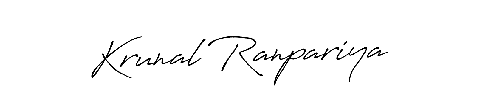 Similarly Antro_Vectra_Bolder is the best handwritten signature design. Signature creator online .You can use it as an online autograph creator for name Krunal Ranpariya. Krunal Ranpariya signature style 7 images and pictures png