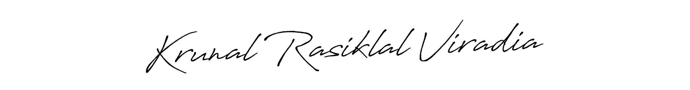 The best way (Antro_Vectra_Bolder) to make a short signature is to pick only two or three words in your name. The name Krunal Rasiklal Viradia include a total of six letters. For converting this name. Krunal Rasiklal Viradia signature style 7 images and pictures png